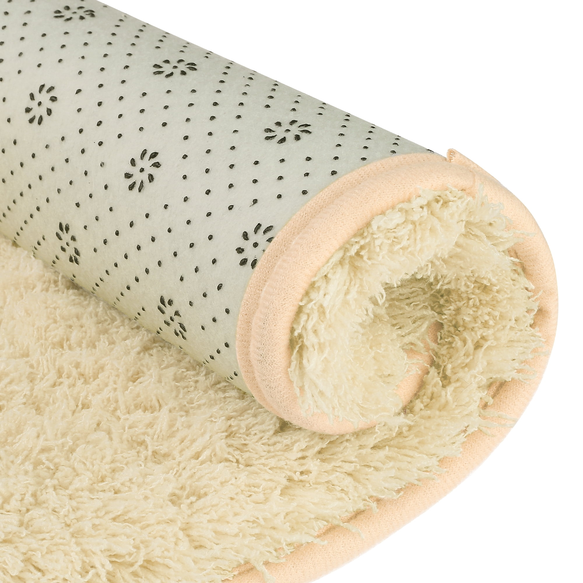 Unique Bargains 2 Pcs Shag Bath Rugs Absorbent Soft Thick Bathroom Mats Beige 20" x 32"