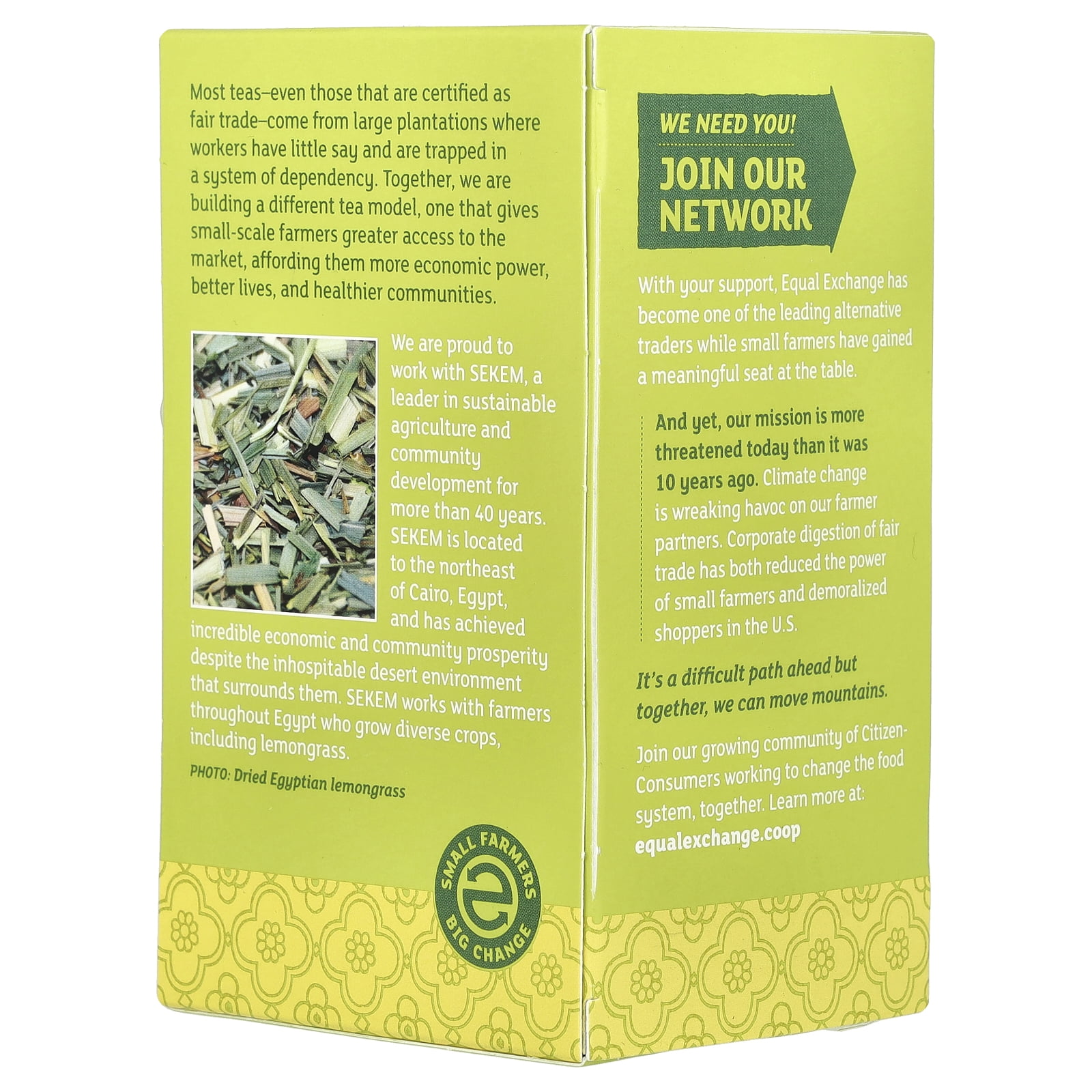Equal Exchange Organic Lemongrass Ginger, Herbal Tea, Caffeine-Free, 20 Tea Bags, 1.05 oz (30 g)