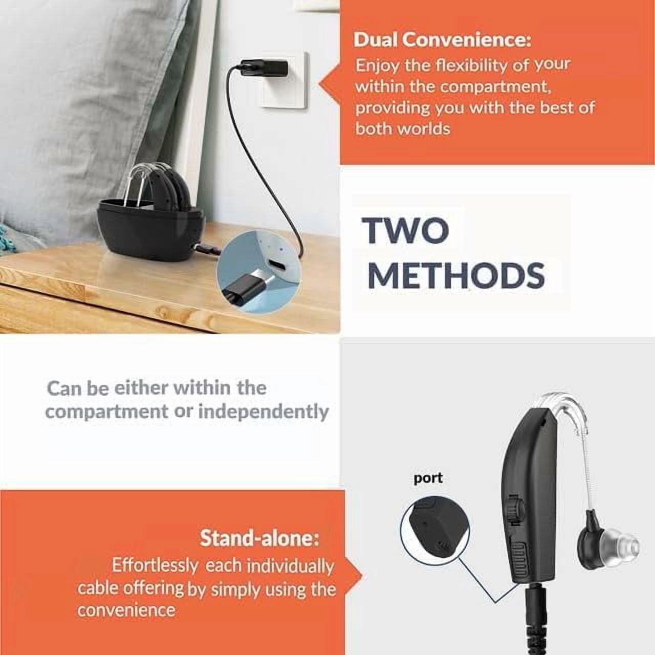 MEDca Rechargeable Digital Hearing Amplifier (Pair of 2) - Personal Hearing Enhancement Device with All-Day Battery Life, Active Digital Noise Reduction - Black