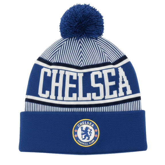 Icon Sports Chelsea Pom Pom Beanie, 100% Acrylic Blue/White OSFM