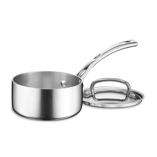 Cacerola Cuisinart French Classic de acero inoxidable de tres capas con tapa, de 1 cuarto de galón,