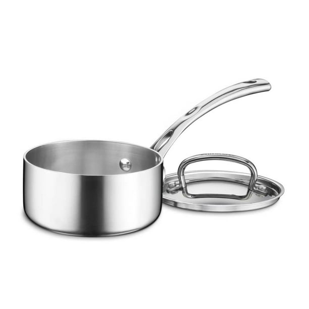 Cacerola Cuisinart French Classic de acero inoxidable de tres capas con tapa, de 1 cuarto de galón,