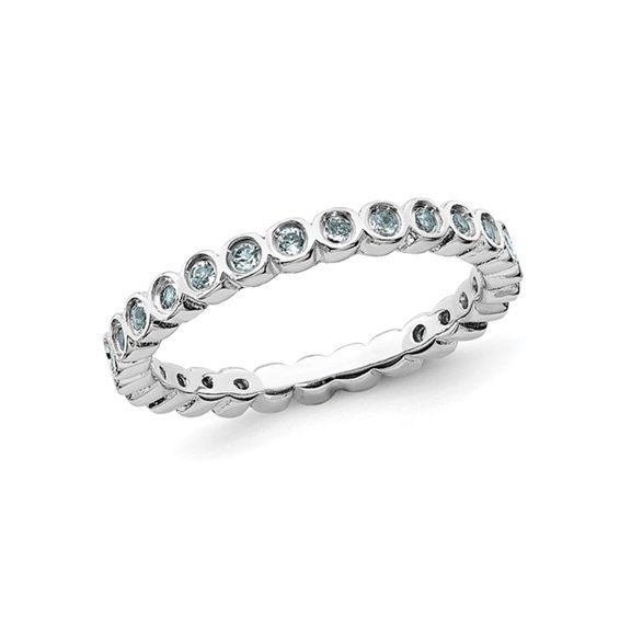 Gem & Harmony Aquamarine Ring Band 1/3 Carat (Ctw) in Sterling Silver for Women
