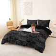 thumbnail image 3 of Homewish Gothic Halloween Skull Duvet Cover Queen,Victorian Damask Queen Bedding,Gray,Black Reversible,3 Pieces,1 Duvet Cover and 2 Pillowcases, 3 of 6