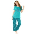 Dreams & Co. Women's Plus Size Graphic Tee Pj Set Pajamas