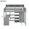 thumbnail image 6 of Twin Size Loft Bed with Desk, Solid Wood Twin Loft Bed Frame with Ladder and Wardrobe, 6 of 8