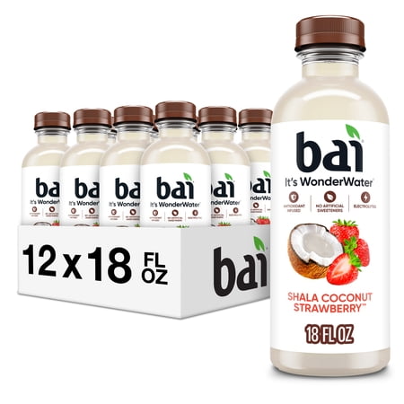 Bai Shala Coconut Strawberry Antioxidant Infused Water Beverage, 18 fl oz, 12 Pack Bottles