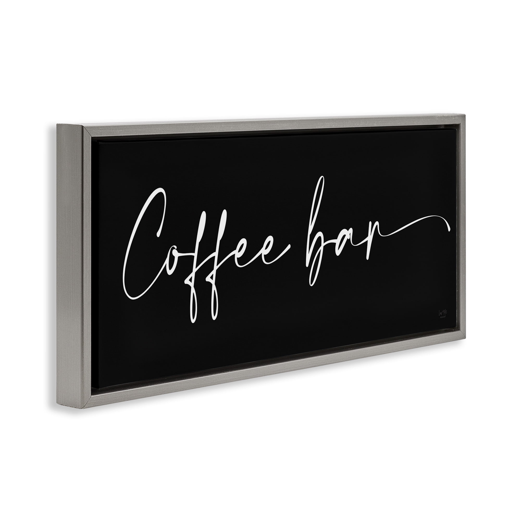 Stupell Industries Coffee Bar Classy Script Food & Beverage Painting Gray Floater Framed Canvas Art Print Wall Art, 25 x 11
