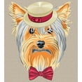 thumbnail image 3 of Yorkie Duvet Cover Set, Hipster Yorkie with Straw Boater and Bow Tie Hand Drawn Gentleman Dog, Decorative 3 Piece Bedding Set with 2 Pillow Shams, Queen Size, Apricot Multicolor, by Ambesonne, 3 of 3