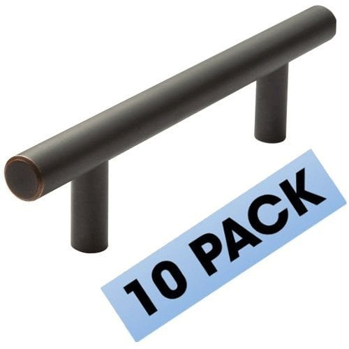 Oil Rubbed Bronze Cabinet Hardware Euro Style Bar Handle Pull - 3" Hole Centers, 5-3/4"" Overall Length - OB ORB (10 Pack)
