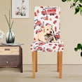 thumbnail image 4 of Yayeee 2 Pack Dining Chair Covers Stretch Parson Chairs Slipcovers Seat Protector, White Cartoon Fire Truck Pattern, 4 of 6