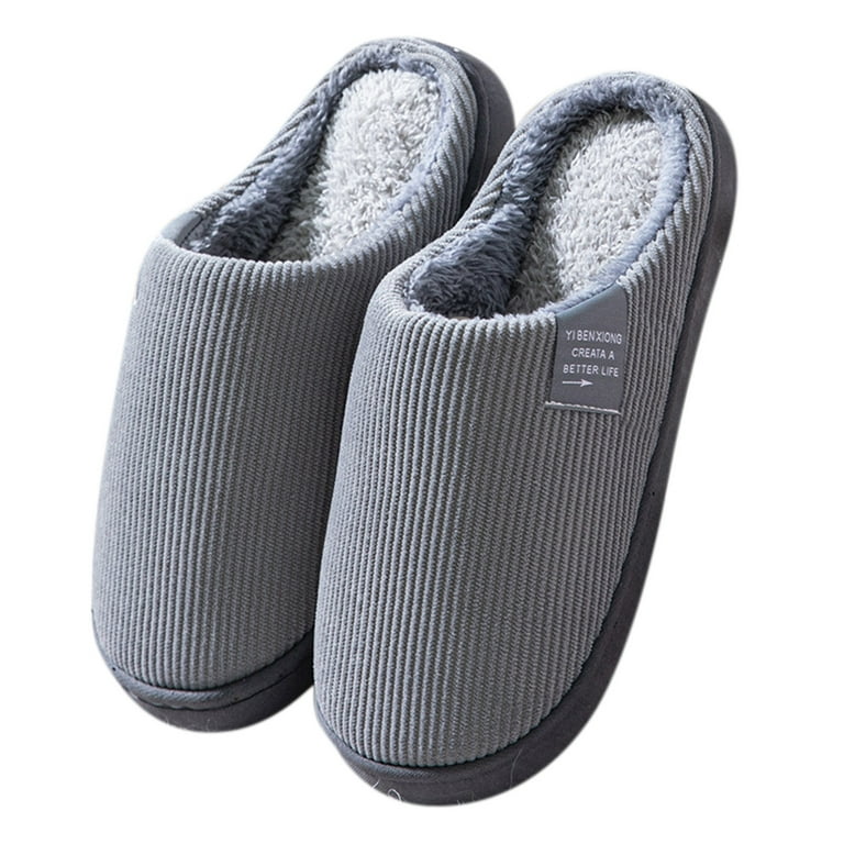 nsendm Mens Fuzzy Slippers Flip Plush Slippers House Slip Soft Mens Shoes  Warm Flop Slip on Slippers for Men Size 10 Shoes Grey 11