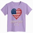 thumbnail image 5 of TOWED22 American Flag Holiday Tops for Girls 4th of July Patriotic Shirts Tee T-Shirts Soft Cotton Comfort(Purple,7-8 Y), 5 of 5