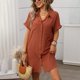 thumbnail image 4 of Vestido Casual Cuello en V para las Mujeres, Vestido de Manga Corta de Color Sólido de Moda para la Primavera, la Fecha Y el Uso Diario, 4 of 7