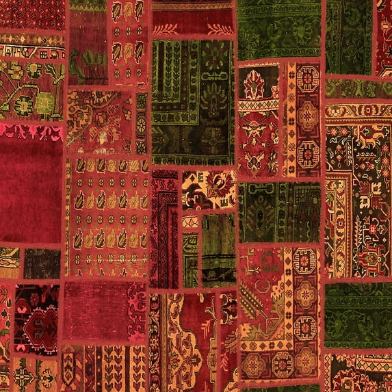 Ahgly Company Indoor Square Oriental Orange Modern Area Rugs, 5' Square