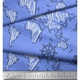 thumbnail image 3 of Soimoi Blue Cotton Duck Fabric Direction Compass & Lighthouse Map Printed Craft Fabric by the Yard 42 Inch Wide, 3 of 3