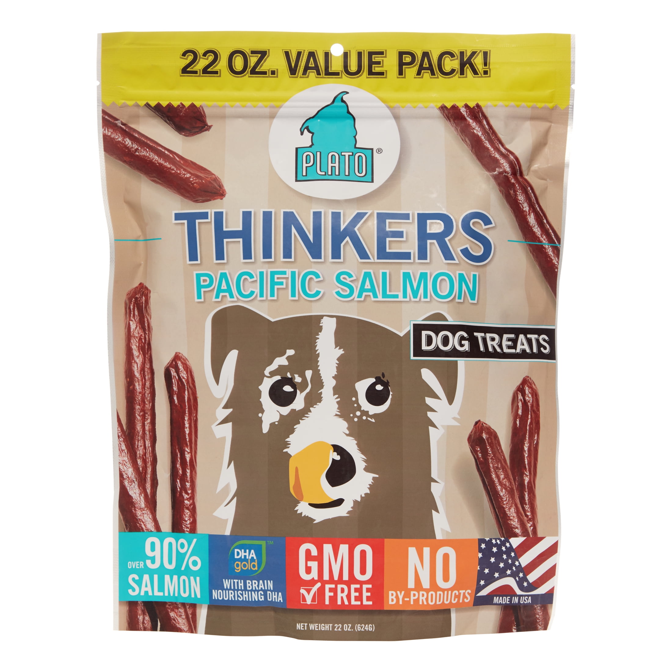 Plato Treats Thinkers Pacific Salmon Dog Treats, 22 Oz