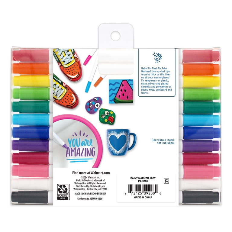Hello Hobby Acrylic Paint Markers, 12 Count, Dual Tip photo 2