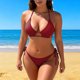thumbnail image 2 of TaTaai Women's Two Piece Cut Out Swimsuit, Solid Color Back Tie Bikini Set with Soft Cup, Fashion Beachwear for Vacation, Pool Activities and Summer Holiday Gift, 2 of 5