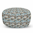 thumbnail image 1 of Flowers Pouf Cover with Zipper, Abstract Symmetric Flowers and Dragonflies Saesonal Simple Drawing Summer, Soft Decorative Fabric Unstuffed Case, 30" W X 17.3" L, Pale Blue Multicolor, by Ambesonne, 1 of 5