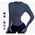 thumbnail image 1 of Playera Cierre Completo Mujer Larga Casual Talla M Modelo Azul, 1 of 4