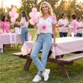 thumbnail image 6 of JULMCOMO Breast Cancer Shirts for Women Breast Cancer Awareness V Neck Loose Fit Casual Soft Tops Short Sleeve Pink Ribbon Graphic Tees Purple Pink L, 6 of 6