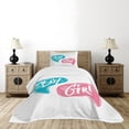 thumbnail image 4 of Ambesonne Lettering Quilted Bedspread Set 2 Pcs, Vintage Grunge Phrases, Twin Size, White Teal Pink, 4 of 5