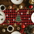 thumbnail image 5 of Red Plaid Christmas Dresser Scarf Farmhouse, Dining Table Decorations for Wedding/Parties, Xmas Tree Snowflake Checkered Winter Table Runner 36 Inches Long for Kitchen Dining, 13 x 36 In, 5 of 9