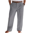 thumbnail image 2 of Mifsaly Mens Cotton Linen Pants Lightweight Straight Leg Summer Beach Pant Pleated Front Vacation Travel Business Casual Trousers with Pockets S, 2 of 6