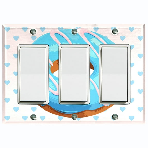 Metal Light Switch Plate Cover Blue Glazed Doughnut Heart Wallpaper CAK040