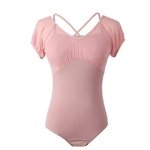 Short Sleeves Ballet Dance Leotard Adult Lace Dancing Jumpsuit Ballet Dance Practice Leotard