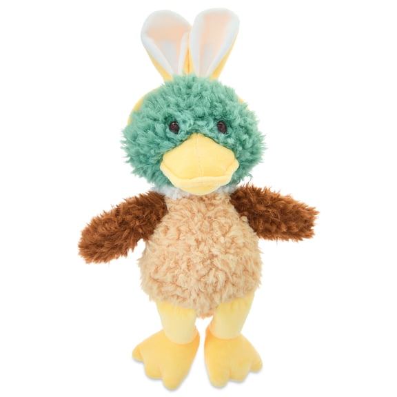 Medium Mallard Duck Plush with Bunny Ears, Yellow and Green, 13", Easter by Way To Celebrate