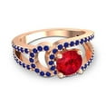 thumbnail image 3 of Diamond-Capitals 2.50 Carat Round Shape Red Ruby & Blue Sapphire Gemstone Trendy Bridal Ring for Ladies 14K Rose Gold Size 8, 3 of 8