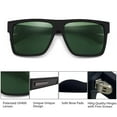 thumbnail image 2 of JIM HALO Retro Polarized Sunglasses Men Women Flat Top Square Driving Glasses（Matte Black Frame / Polarized Green Lens）, 2 of 7