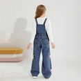 thumbnail image 4 of Cethrio Girls Denim Overalls, Wide Leg Adjustable Straps Stretchy Fashion Jeans Jumpsuits Dark Blue Size 10-12, 4 of 4
