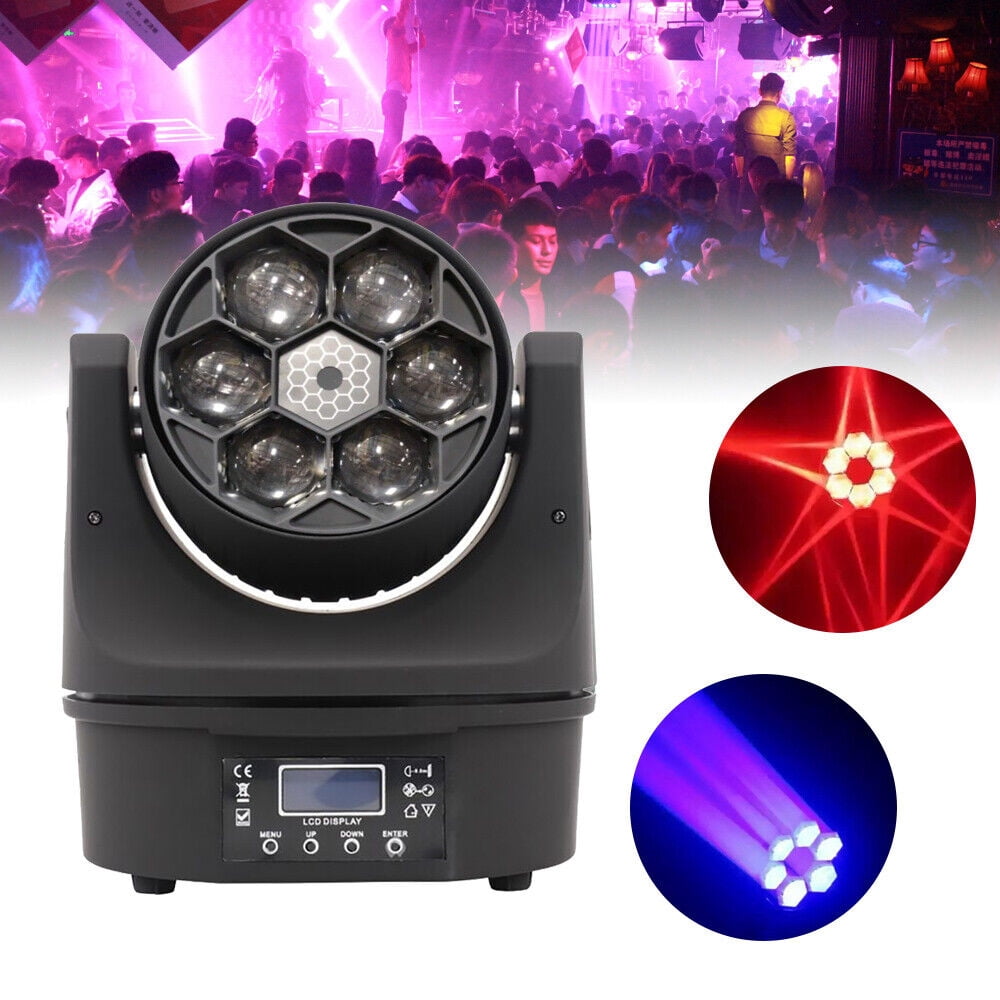 Miumaeov DJ Light Moving Head Stage Light 6x10W RGBW 4 in 1 Bee Eyes LED Beam Moving Head DJ Disco Stage Wash Light DMX512 15 Channels Effect Lighting