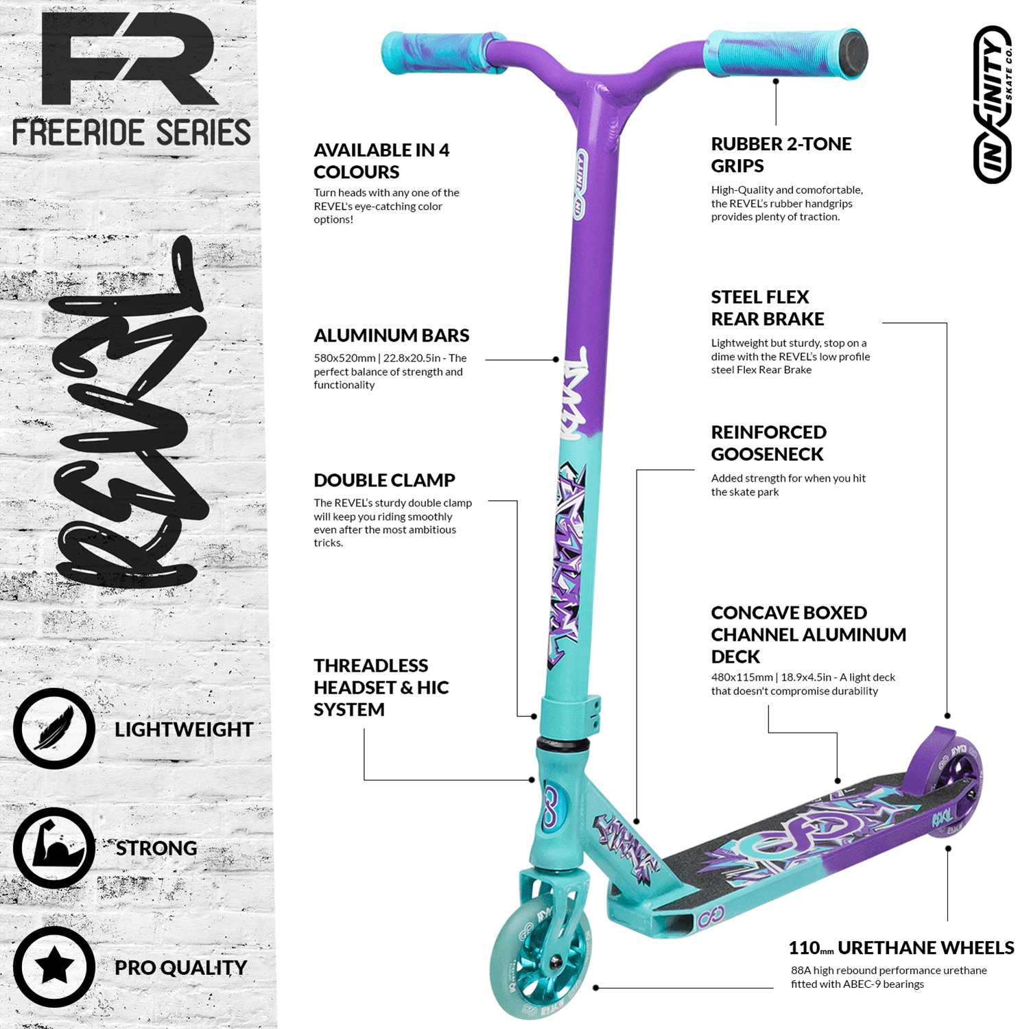 Crazy Skates Stunt Series Kick Scooter - Fun Trick Scooters for the Street  and Skate Park - Choose from the Revel, Flare or Fly scooters