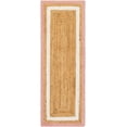 thumbnail image 2 of 2.6x8 Ft Pink and White & Natural Jute Area Rug, Hand-Woven, Reversible, Farmhouse Boho Style, Durable & Pet-Friendly Rug for Living Room, Dining Room, and Bedroom, 2 of 5