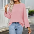 thumbnail image 4 of Diufon Casual Fall Tops for Women Round Neck Long Sleeve Pullover Tops Solid Color Blouses, 4 of 7