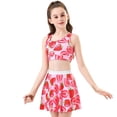thumbnail image 7 of MIXUE Girls Outfit Sets Kids Summer Cherry Print Crew Neck Sleeveless Sports Camisole Vest And Skirts Two Piece Athletic Casual Streetwear,Red,8-10 Years, 7 of 7