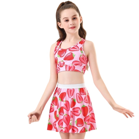 REDARER Girls Summer Outfits Sleeveless Active Wear Play Set Comfortable Stretchy Casual Athletic Clothes for Outdoor Sports and Daily Play,M