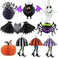 thumbnail image 1 of Colgantes de bola de panal de Halloween JanHm Papel plegable Calabaza Murciélago Araña Decoración Fiesta, 1 of 3