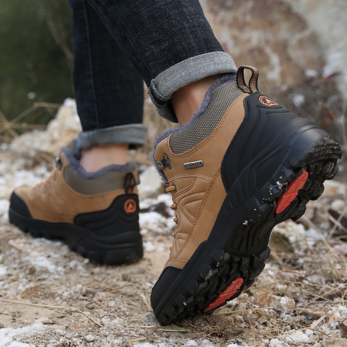 AUXDIQ Hiking Shoes Mens Waterproof Mountain Trekking Shoes Men Breathable Walking Shoes Outdoor Sports Winter Boots
