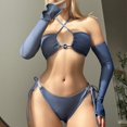 thumbnail image 5 of Cathalem Bikinis for Women Sporty Two Piece Swimsuits Color Block Full Coverage Bathing Suits,Blue L, 5 of 5