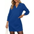 thumbnail image 3 of UVN Dresses for Women Long Sleeve Lapel Neck Dress Fall Casual Sweatshirt Dresses, 3 of 9