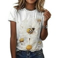 thumbnail image 3 of Bee And Flowers T Shirts Basic T-Shirt Short Sleeve Ladies Tee Shirt Summer Graphic Clothing, 3 of 5