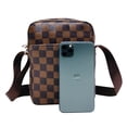 thumbnail image 3 of T.sheep Checker Cross body Purse Bag Shoulder Messenger Bag for Men and Women,with Inner Pocket ,Checkered PU Vegan Leather, Brown, 3 of 7