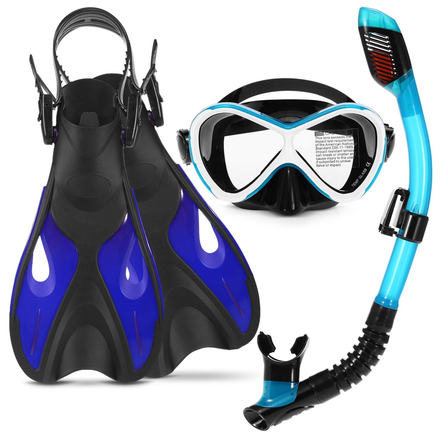 3 PCS Kids Snorkeling Kit Swimming Goggles Dry Snorkel Tube Adjustable