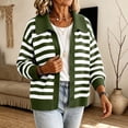 thumbnail image 4 of Dqueduo Cardigan Sweaters for Women, Striped Long Sleeve Button Down Knitted Sweater Coat, Casual Lapel Coat, 4 of 8