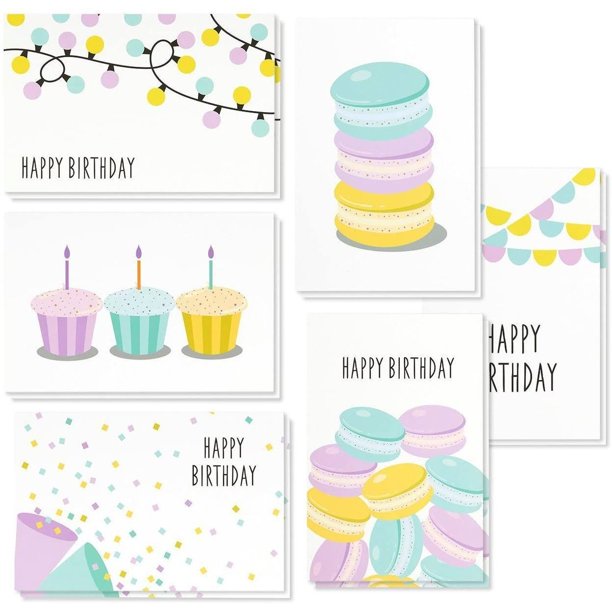 Birthday Cards Box Set â€“ 48 Pack Happy Birthday Cards, 6 Dessert and ...